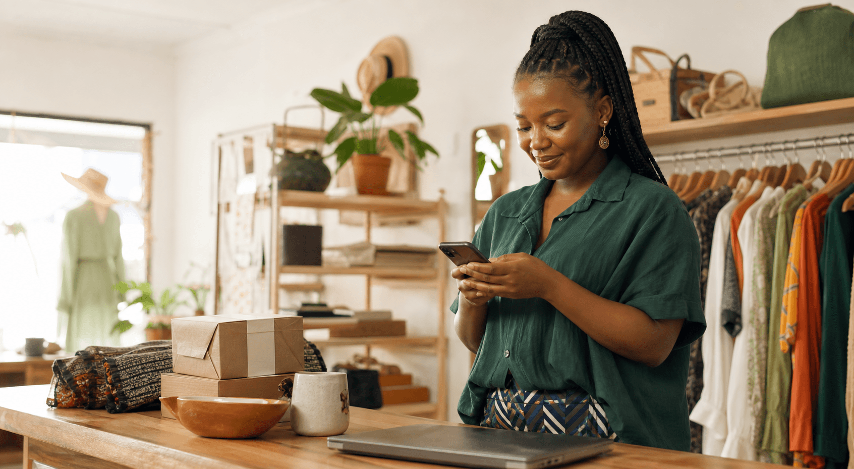 Business owner managing customer conversations